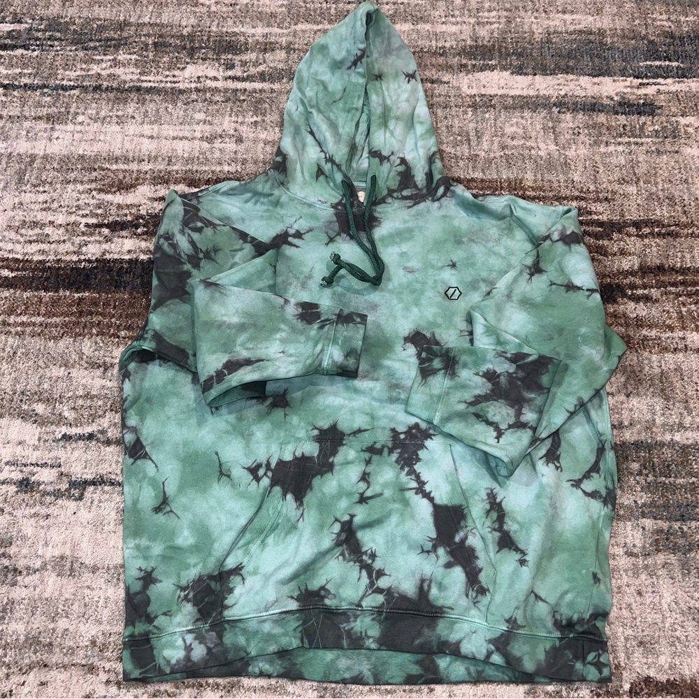 NEW Mint Grey Tie Dye Splatter Pullover Hoodie size XL - Picture 2 of 3